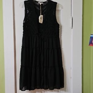 Easel Black Lace Mini Dress